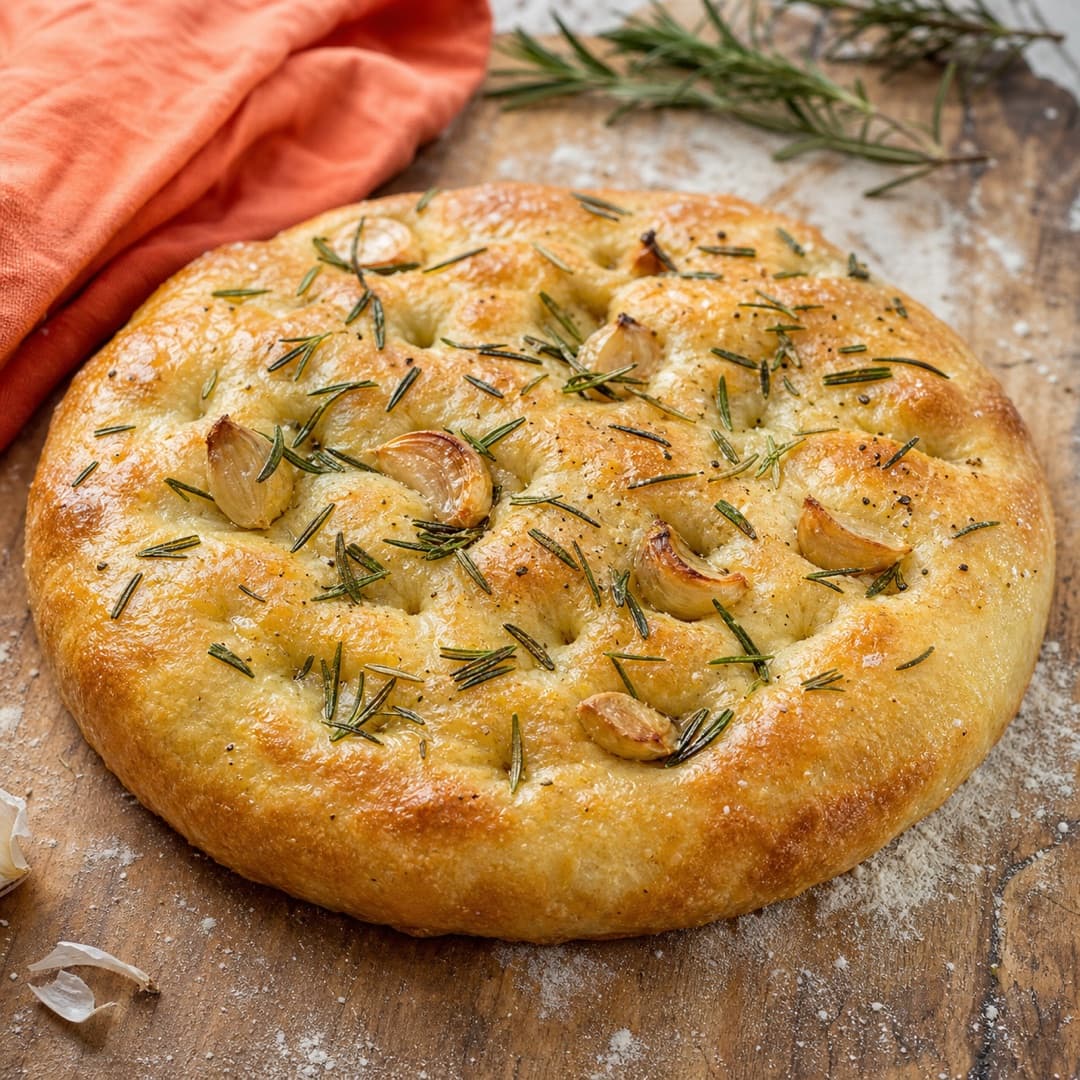 Focaccia de ajo y romero de 25 centímetros