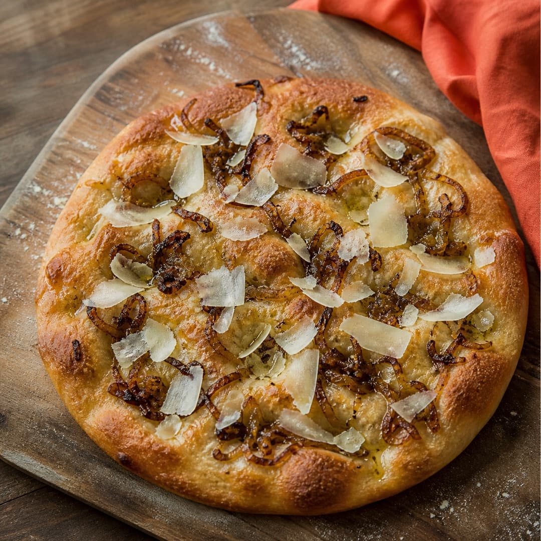 Focaccia de cebolla y parmesano de 25 centímetros